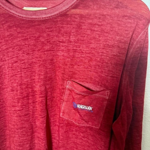 Magellan Outdoors Women's Red Long Sleeve Shirt - L - Boyfriend Fit Pocket Tee - Picture 2 of 4